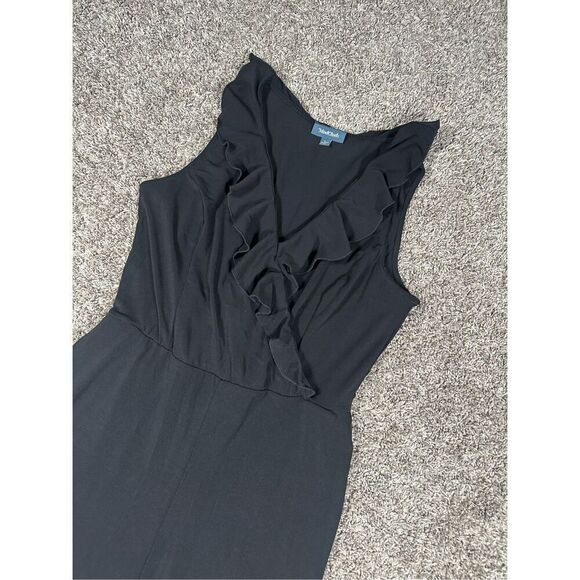 Modcloth Black Surplice Ruffle Refined Sleeveless Wide Leg Jumpsuit Women’s L - Picture 6 of 13